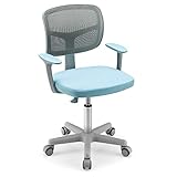 HONEY JOY Kinder-Schreibtischstuhl, höhenverstellbar, Drehstuhl, Netzstoff, Universalrollen, Computer-Schreibtischstuhl für Jungen und Mädchen, Alter 3–10 Jahre, Blau