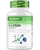 L-Lysin - 365 Tabletten - Hochdosiert mit 2000 mg L-Lysin HCL pro Tag - Aus pflanzlicher Fermentation - Ohne unerwünschte Zusätze - Vegan