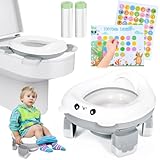 Vautvis Töpfchen Toilettensitz Kinder, Töpfchen für Unterwegs, Kindsgut Töpfchen, Kindertoilette Anti Rutsch, Baby Töpfchen ab 1 2 Jahr, Reisetöpfchen mit Reisetasche und Einweg Liner Müllsäcke