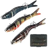 3 Stück Wobbler Hecht Köder Set, Gelenkartigen Hecht Köder, Gelenkköder mit Angelhaken Lebensechter Angel köder Swimbait Angelset für Zander Barsch Forellen Wobbler Swimbait