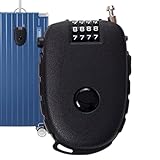 Einziehbares Kabelschloss mit 4-stelligem Zahlencode | Tragbarer Sicherheitsdraht für Gepäck, Helme & Fahrräder | Kompaktes Reise-Vorhängeschloss zum Sichern von Koffern, Kinderwagen & Rucksäcken