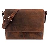 LEABAGS Messenger Bag, Acapulco Echtleder Aktentasche Herren & Damen, Leder Laptoptasche bis 15 Zoll, Umhängetasche mit Schultergurt 39 x 30 x 11 cm