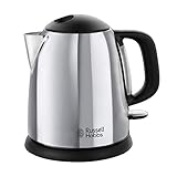 Russell Hobbs Wasserkocher klein [1,0l] Victory Edelstahl poliert (2400W, Schnellkochfunktion, herausnehmbarer Kalkfilter,außenliegende Wasserstandsanzeige,kleiner Reisewasserkocher)Teekocher 24990-70