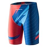 MY KILOMETRE Jungen Schwimmhose Jammer – Chlorresistente, Schnell Trocknende Badehose mit Kordelzug für Wettkampf & Training UPF 50+(Rot L)