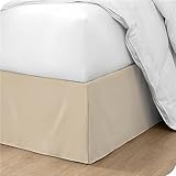 Superweicher Bettrock Mantovana Giroletto in solidem Polycotton-Falten-Design, passend für King-Size-Betten mit 140 x 200 + 35 cm, elegantes Bettwäsche-Accessoire, Beige