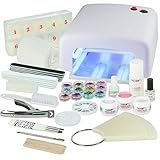 NAILS FACTORY Gelnägel Starterset Weiß - Nagelset für Anfänger - Gelnägel Nagelstudio Set mit UV Lampe, Nailart & Zubehör - Gel Nägel Set - Made in Germany
