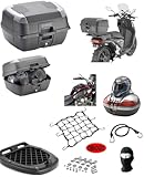 KOMPATIBEL MIT Piaggio Beverly 200 K45N MONOLOCK-TOPCASE + Platte FÜR 2 UNIVERSALHELME IN Full FACE ODER Jet 45 LT FÜR MOTORRÄDER UND Roller MIT GEPÄCKTRÄGER