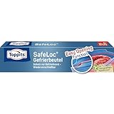 Toppits Doppelverschluss-Gefrierbeutel SafeLoc - 12 x 3L, Extra dick & reißfest, Transparent, Ideal für Lebensmittelaufbwahrung