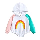 Neugeborenes Baby Jungen Mädchen Herbstkleidung Kapuzenpullover Regenbogen Strampler Langarm Farbe Patchwork Bodysuit Niedliche Outfits Rollkragen Kinder (Mint Green, 0-6 Months)