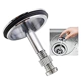 VZU Badewannenstöpsel 43mm Universal Stopfen mit Verstellbarer Schraube, Stöpsel für Badewanne und Küchenspüle, Abflussstopfen 47~67mm, Höhenverstellbar