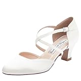 Duosheng & Elegant Geschlossene Zehen HC1921 Kreuz Bände Schnalle Brautschuhe für Damen Party Absatz Hochzeit Brautschuhe mit Satin Ivory Gr. 40