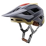 Fahrradhelm Mountainbike Helm MTB Helme Visier Verstellbar für Herren Damen Erwachsene Jugend (Grau Khaki, M)