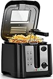 Aigostar Olivia - Fritteuse mit 2,5 l Fassungsvermögen, 1650 W, BPA-freie Fritteuse mit Sichtfenster, Temperaturregelung und -anzeige, schwarz