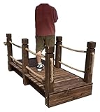 DMBBSAPBSH Holzbrücke mit Geländer, Gartenbrücke aus Holz, Robuste Gartenwegbrücke, rechteckige Teich-Fußgängerbrücke, Wanderbrücke, Landschaftsbau(Width 60cm (23 5/8'))