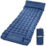 ROPODA Isomatte Outdoor, Selbstaufblasende Isomatte Camping mit Fußpresse Pumpe, Ultraleicht Isomatte Aufblasbar mit Kissen, Wasserdicht Camping Matte für Outdoor, Camping, Wandern (Blau)