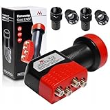 Maclean MCTV-629 Quad-Satellitenkonverter + 4x F-Stecker | LNB 0,1dB Switch Full HDTV Digital für 4 Teilnehmer Receiver 3D HD Quad