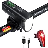 LED Fahrradlicht Set 100LUX | StVZO Zugelassen | Fahrradbeleuchtung USB-C Aufladbar | IPX5 Wasserdicht | Fahrradlampe Vorne mit Sensor & Brems-Fahrrad-Rücklicht
