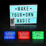 BringLuck2U LED Lightbox mit Buchstaben – A4 Leuchtkasten mit Farbwechsel und Timerfunktion | Inklusive 96 austauschbare Buchstaben und Symbole | Batteriebetrieben und USB Anschluss