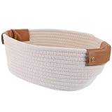 ZUNOXAZ Kleiner Aufbewahrungskorb aus Baumwollseil Handgefertigter Leichter Wäschekorb mit Besonderer Textur Vielseitig Nutzbar für Badezimmer Schlafzimmer und Wohnräume zur Stilvollen