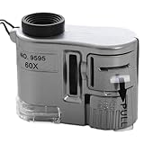 Beleuchtetes Taschenmikroskop, Mikroskope für LED, tragbar, 60 x – integrierter , benutzerfreundlich und benutzerfreundlich für mikrobiologische Beobachtung, Anfänger, Erwachsene,