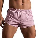 Generisch Men 's Summer solide Farbe Baumwollhose Gummiband schnell trocken Gelegenheiten Sport Laufen gerade Hosen Unterwäsche Bunte Unterhosen Männer (Pink, L)