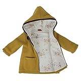 Lilakind“ Wollwalk Kinder-Mantel mit Taschen Walk Kapuzen Jacke Senfgelb Gr. 92/98 - Made in Germany