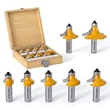 REKCKRUL 7-teiliges Roundover-Fräser-Bit-Set, 1/2-Zoll-Schaft, Hartmetall-Einsätze für Holzbearbeitung, Rundkanten-Bits: 1/8 Zoll, 1/4 Zoll, 5/16 Zoll, 3/8 Zoll, 7/16 Zoll, 1/2 Zoll, 3/4 Zoll Radius