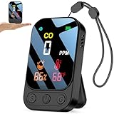 YOJOCK Kohlenmonoxidmelder mit intelligenter Alarmfunktion, 3-in-1 CO Melder Feuchtigkeit/Temperatur/Kohlenmonoxid-Konzentration, tragbarer aufladbarer CO Warner für Haushalt/Wohnmobil/Camping (white)