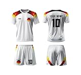 WeiaiziY Deutschland Trikot kinder,2024 Deutschland Fußball Trikot Set,Personalisierte Trikot Set mit Eigenem Namen & Nummer,Team-Logo,Fußball Geschenk für Kinder,Herren,Jungen