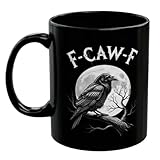 F-CAW-F Krähen Tasse 325 Ml Lustige Halloween Schwarze Krähen Kaffeetasse Aus Keramik, Teetasse Für Vogelliebhaber, Hexen Und Fans Von Schwarzem Humor 12 X 8 X 8 Cm