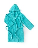 Top Towel Mädchen & Jungen Confort-Bademantel Kinder, Frottee 450g/m², Mit Kapuze & Taschen, Waschbar bei 30°C, 100% Baumwolle, 5 Farben, Aquamarin, 6 a 8 Jahren