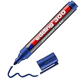 edding 300 Permanentmarker - blau - 1 Stift - Rundspitze 1,5-3 mm - wasserfest, schnell-trocknend - wischfest - für Karton, Kunststoff, Glas, Holz, Metall, Glas