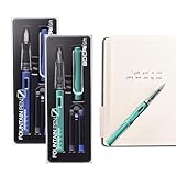 Minging Füllhalter aus robustem, 2 Füllfederhalter Set Enthält 4 Tintenpatronen Und 2 Tintennachfüllkonverter Ergonomischer Griff Füllhalter,Geeignet für Patronen mit Einer Öffnung von 3,4 mm