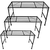 PrimoLiving XXL Metall Blumentreppe 3-teilig schwarz - Klappbare 3-stufige Blumenbank Metall-Bank Blumenregal Outdoor Indoor Pflanzenständer Zwei Teile Pflanzenregal für Balkon Terrasse Garten P-14950