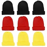 qianduoduo 9 Stück Set Eierwärmer,Eierwärmer-Strickmütze,Eierwärmer Weihnachten, Eiwärmer aus Strick, Eiwärmer aus Strick witzige Frühstückstisch Deko Brunch Geschenk Ei Warmhalter(Schwarz,Rot,Gelb)