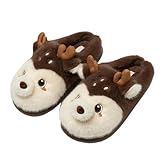 Generisch Gemütliche Winter-Hausschuhe für Schuhe mit Kunstfellfutter und Sohle für drinnen und draußen, bequem, weich, ideal (Coffee, 42-43)