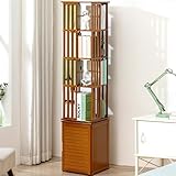 DEOPXF Drehbares Bücherregal Bambusmaterial Umweltfreundlich 360° Frei Drehbar Eckbücherregal Leicht Zu Reinigen Stabil Und Langlebig(Braun,36x36x174cm)