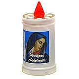 Holyart Einweg-Votivkerze LED Plastik Weiss Brenndauer 60 Tagen, Jesus