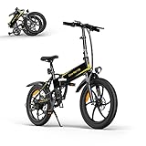 ADO A20 E-Klapprad,E-Bike,Pedelec E-Bike,E-Faltrad Elektrofahrrad 20 Zoll,Citybike Klapprad Elektrisches Fahrrad mit 250W Motor/36V/10.4Ah Batterie/25 km/h,Elektrofahrrad für Damen Herren,Schwarz