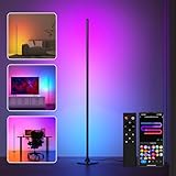Lanmonlily LED Stehlampe130CM mit Fernbedienung und APP, RGBICW Stehlampe Dimmbar, mit Alexa und Google, Musik Sync, 16 Millionen Farben, 68 Szenenmodi, Stilvolle Stehleuchte für Schlafzimmer