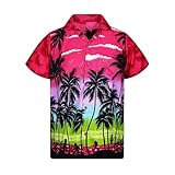 Herren Hemd Kurzarm, Hawaii Hemd Männer Sommer Hawaii Strand Festival 70er Jahre Outfit Hippie Hemden Mit Druck Sommerhemd Leicht Kurzarmhemd Modern Fit Hawaiihemd Casual Bequem Hawaii Hemden