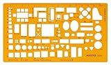 Aristo AR5064 Möblierungsschablone Architekt (1:100, Darstellung von Einrichtungsplänen, Tuschenoppen, formstabiler PET-Kunststoff) orange-transparent