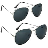 com-four® 2X Fliegerbrille - dunkle Pilotenbrille - Polizei-Sonnenbrille als Kostümzubehör mit getönten Gläsern für Fasching, Mottoparty - Verkleidungs-Accessoire Gangster (2 Stück - Pilot)