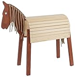 Velinda Holzpferd Voltigierpferd Spielpferd Gartenpferd Holzpony Outdoor-Pferd Reitpferd (Farbe: naturfarben, braun)