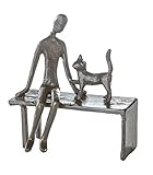 Casablanca - Design Deko Skulptur aus Eisen - Katze auf Bank- Höhe 12 cm - Braun - Wohnzimmer - Schlafzimmer - Figur Dekoration - Deko - Home - Liebe