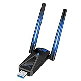 ElecMoga WLAN Stick, 1300Mbps WLAN Adapter PC, 2.4GHz/5GHz Dual Band Internet, USB Stick 3.0, 2 x 5dBi High Gain WiFi Antennens, Kompatibel mit Windows 11/10/8/7/Vista/XP Mac Linux
