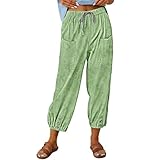 Leinenhose Damen Große Größen Sommerhosen Große Größen Damen Hose Leinen Dreiviertel Hosen Sommer Frühlingskleidung Wide Leg Jeans 2Teiler Sommer Flare Jeans Sweatpants Bermuda Shorts Deals Of The Day