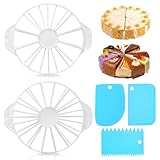 2 Stück Tortenteiler 10/12/14/16 Stücke, Rund Torteneinteiler mit Teigschaber Verstellbarer Kuchenteiler, Schnelles und Gleichmäßiges Schneiden, Zubehör für die Küche, Weiß