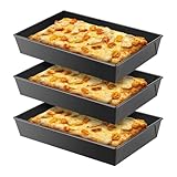 Puthernm 3 Stück Detroit Pizza-Pfanne, hart, rechteckig, Pizza-Pfanne, nicht stickig, sizilianischer Stil, Pan Pan Dish