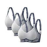 3 Stück Minimizer-BH, ohne Bügel, Sport-BH, hohe Belastung, große Größe, nahtlos, V-Ausschnitt, Push-Up-BHs, Basic-BHs, verstellbar, mit weicher Polsterung, bequem, atmungsaktiv, A03, XL
